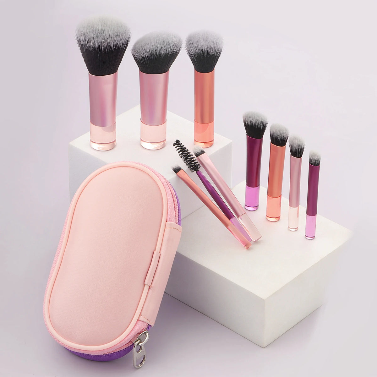10 Pcs Makeup Brush Set with Portable Bag – Mini Professional Brushes for Foundation, Powder, Eyeshadow & Full Face Makeup