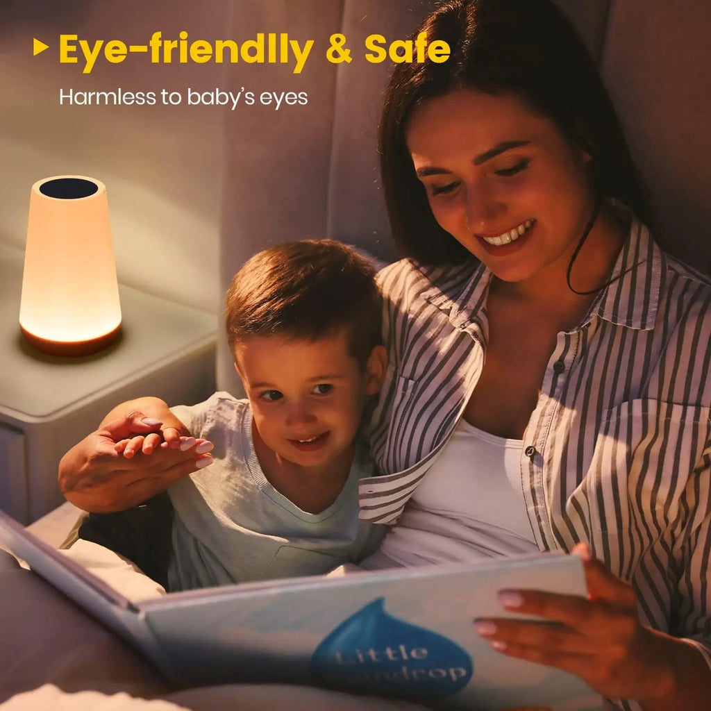 13-Color LED Touch Night Light – USB Rechargeable Bedside Lamp with Remote Control & Adjustable Brightness