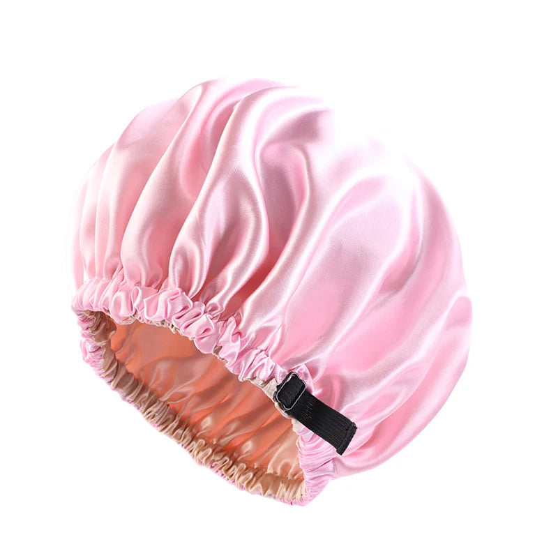 Double Layer Satin Bonnet for Sleeping – Adjustable Large Silk Sleep Cap with Elastic Band for Curly Hair, Women & Men Hair Protection