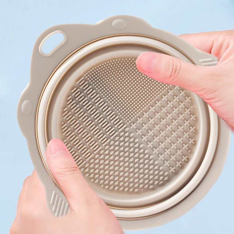 Silicone Makeup Brush Cleaner Bowl Set – Deep Cleaning Tool for Brushes & Powder Puffs, Wet & Dry Use