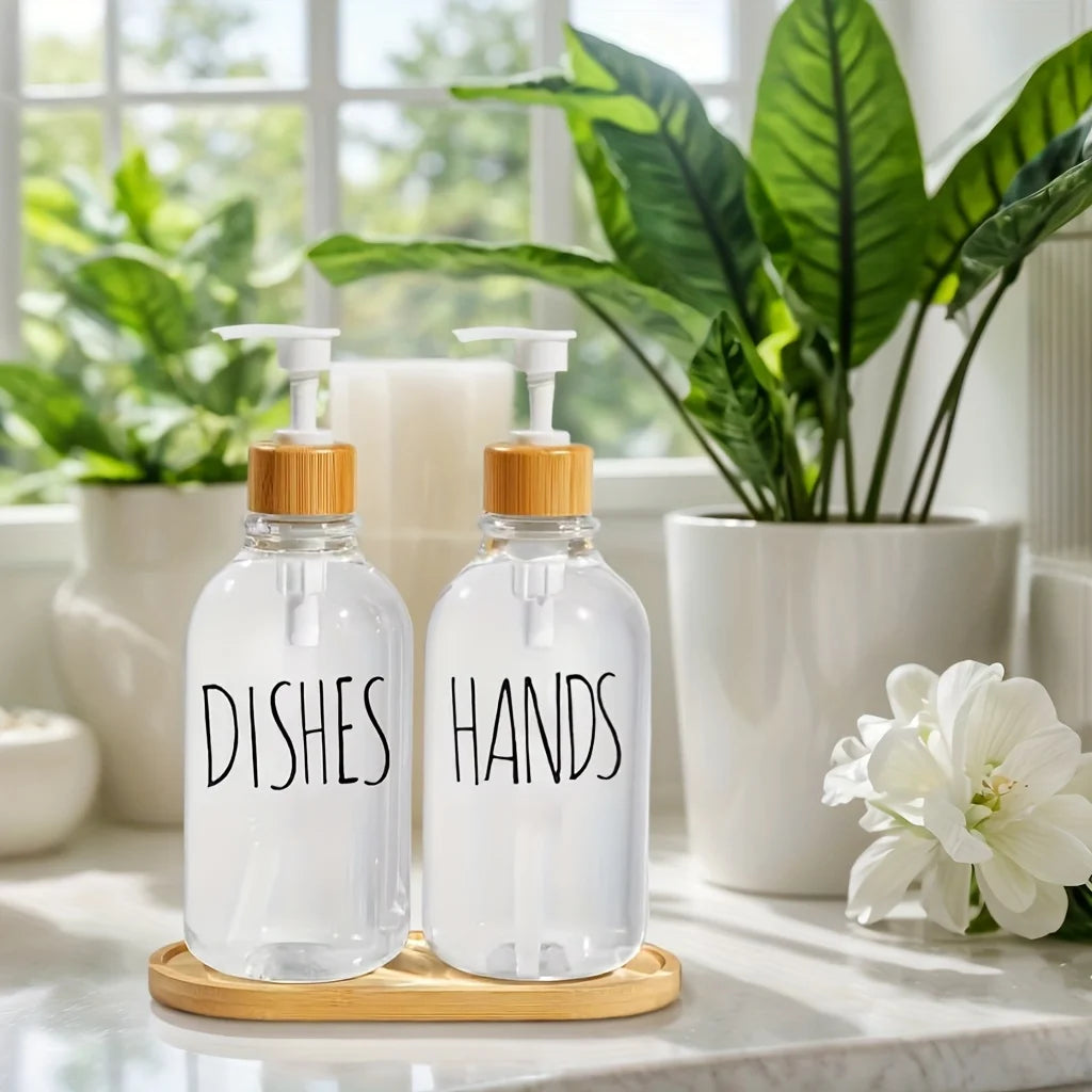 Bamboo Dual Soap Dispenser Set