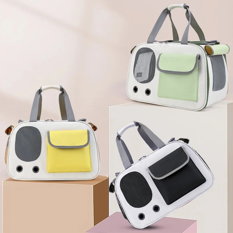 Designer Pet Travel Carrier with Shoulder Strap – Portable Bag for Small Dogs & Cats