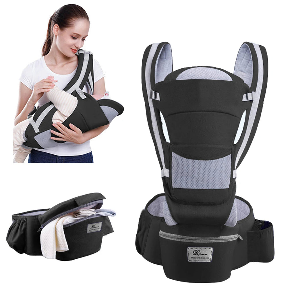 Ergonomic Baby Carrier with Hip Seat – 6-in-1 Front & Back Carrier