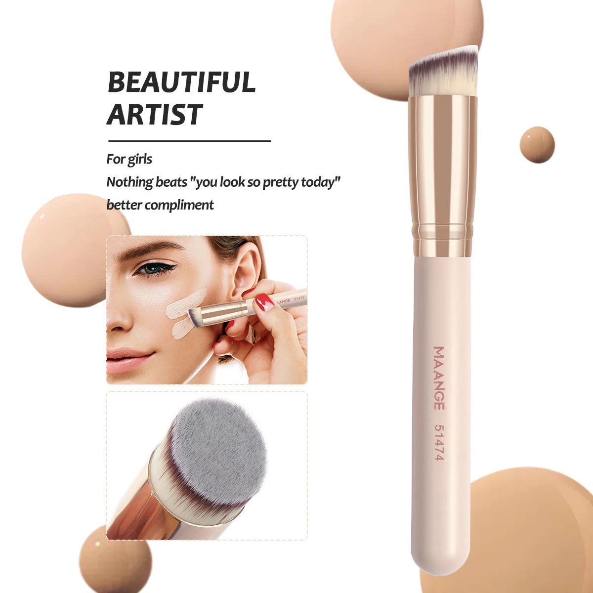 MAANGE 7Pcs Professional Makeup Brush Set – Soft Bristles Foundation, Powder, Concealer, Blush & Blending Brushes for Flawless Makeup