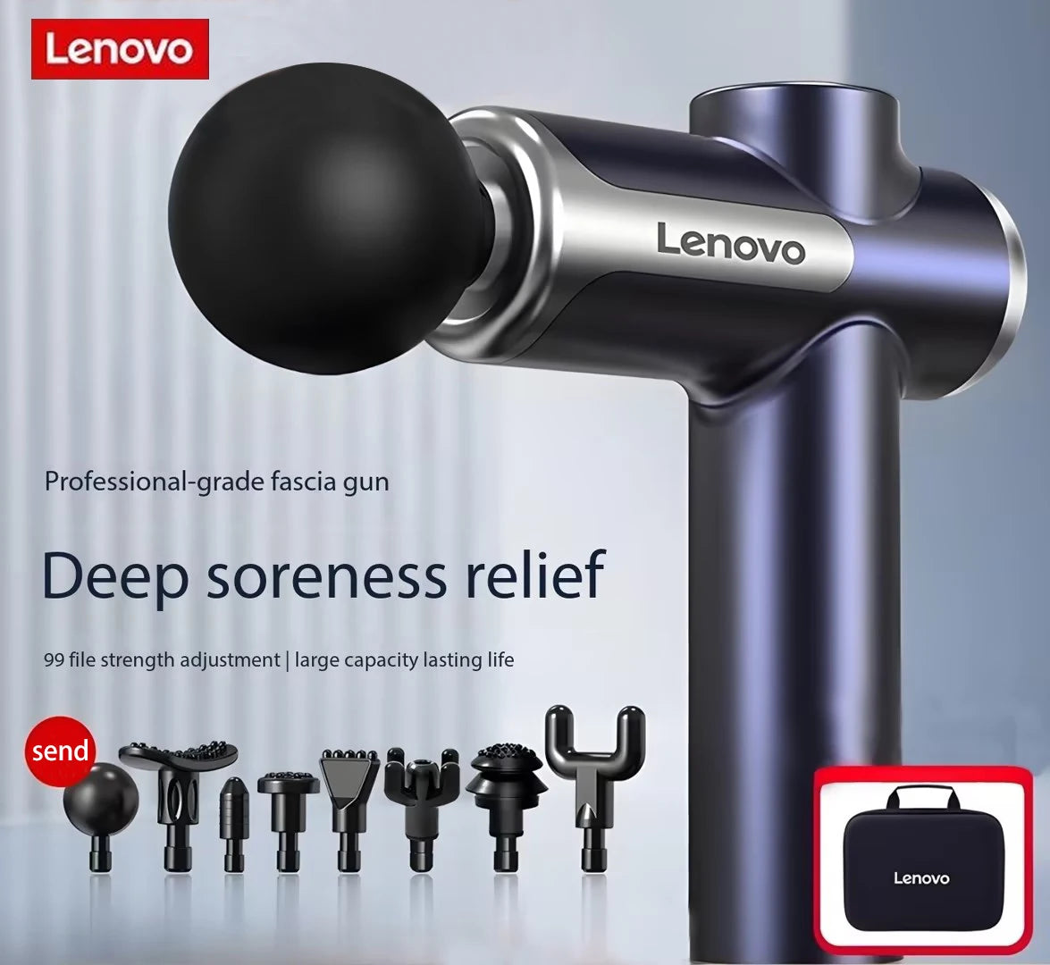 Lenovo Massage Gun - Deep Tissue Fascia Gun with 8 Massage Heads, LED Touch Screen