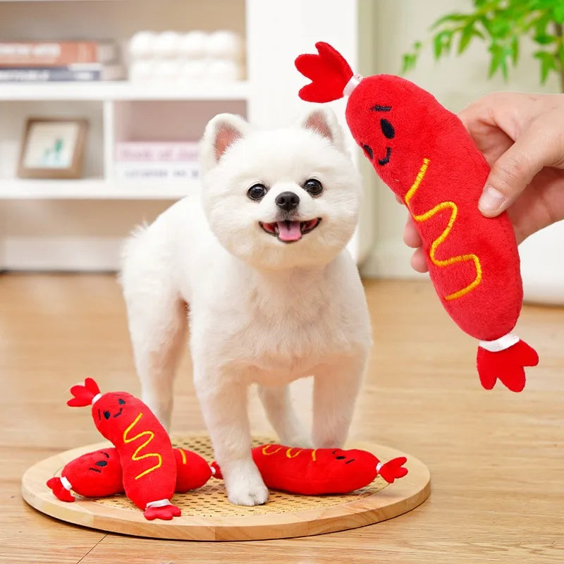 CloudRest™ Squeaky Hot Dog Plush Dog Toy