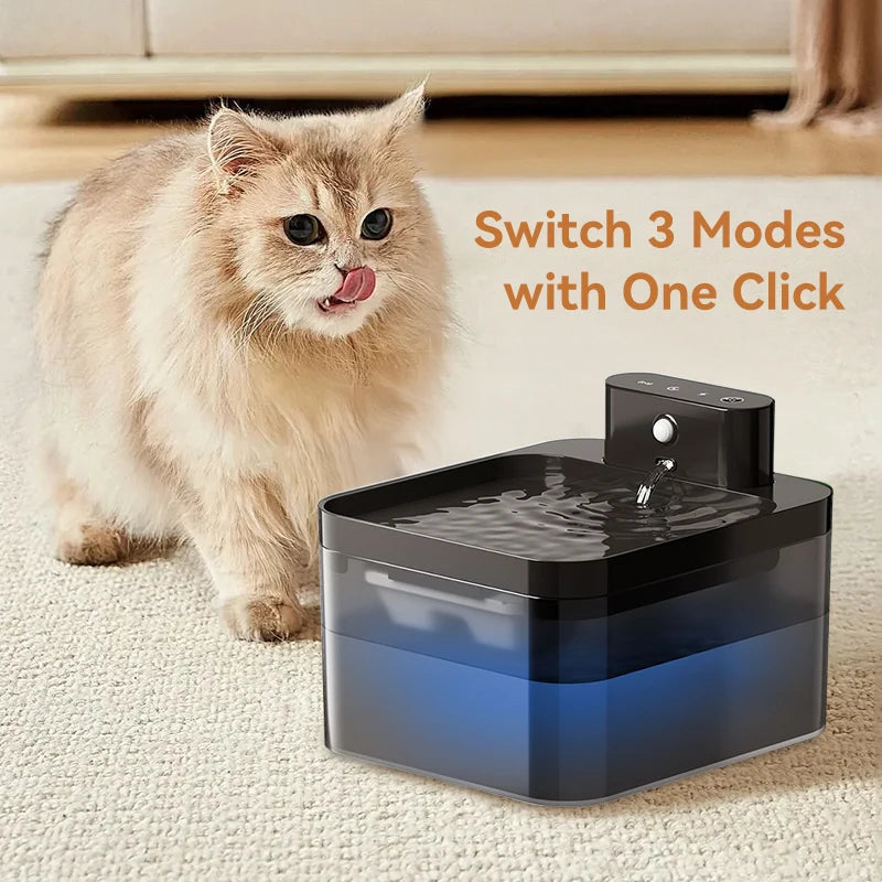ROJECO Wireless Automatic Cat Water Fountain - Infrared Sensor Smart Pet Drinker for Dogs & Cats (2600mAh)