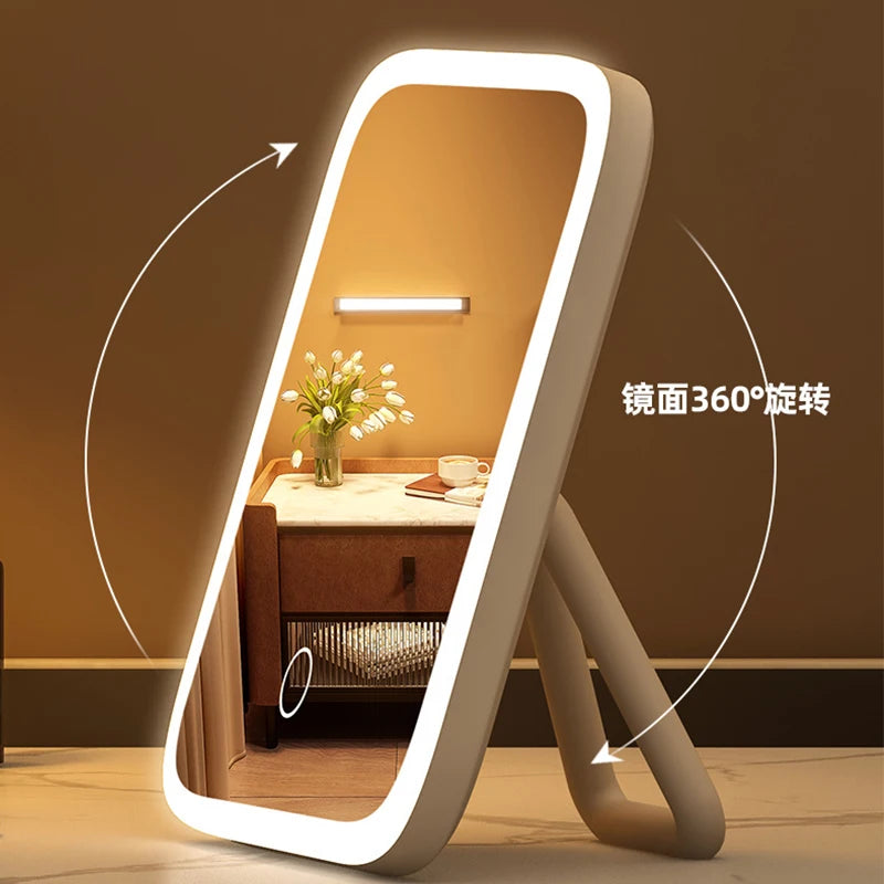 LED Desktop Makeup Mirror with 3-Color Lighting – Portable Touch Control Vanity Mirror with Fill Light for Bedroom & Dressing Table
