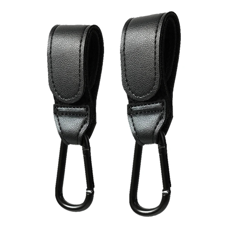 Stroller Hook Organizer - Adjustable PU Leather Hook for Diaper Bag & Baby Essentials