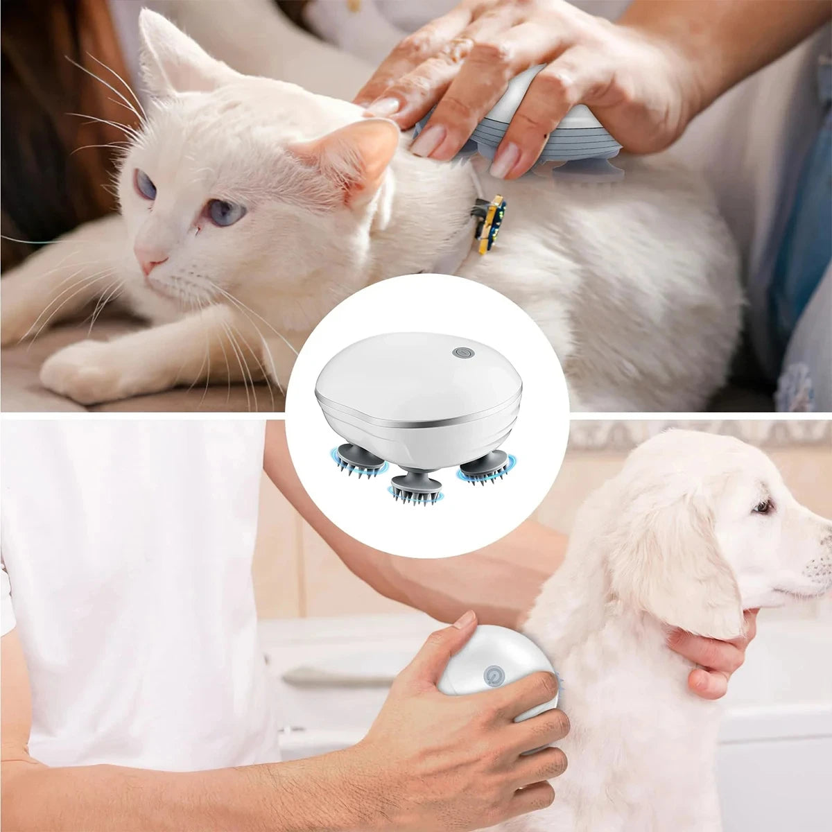 Luxury Electric Scalp Massager with Red Light Therapy – Adjustable Speed Deep Kneading Head Massager with Soft Silicone & USB Rechargeable Design