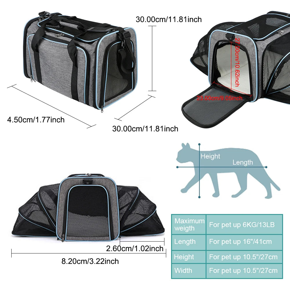 Premium Expandable Pet Travel Carrier – Soft-Sided Airline Approved Carrier for Cats & Small Dogs