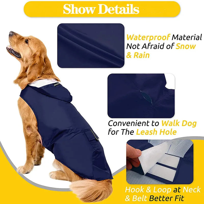 RainShield™ Waterproof Dog Raincoat – Reflective Hooded Rain Jacket for Small, Medium & Large Dogs