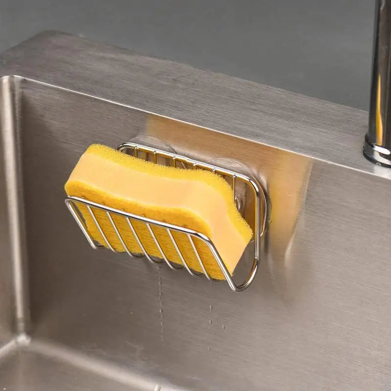 Stainless Steel Sponge Holder for Kitchen Sink - Suction Cup Wall Mount Sponge Caddy Organizer