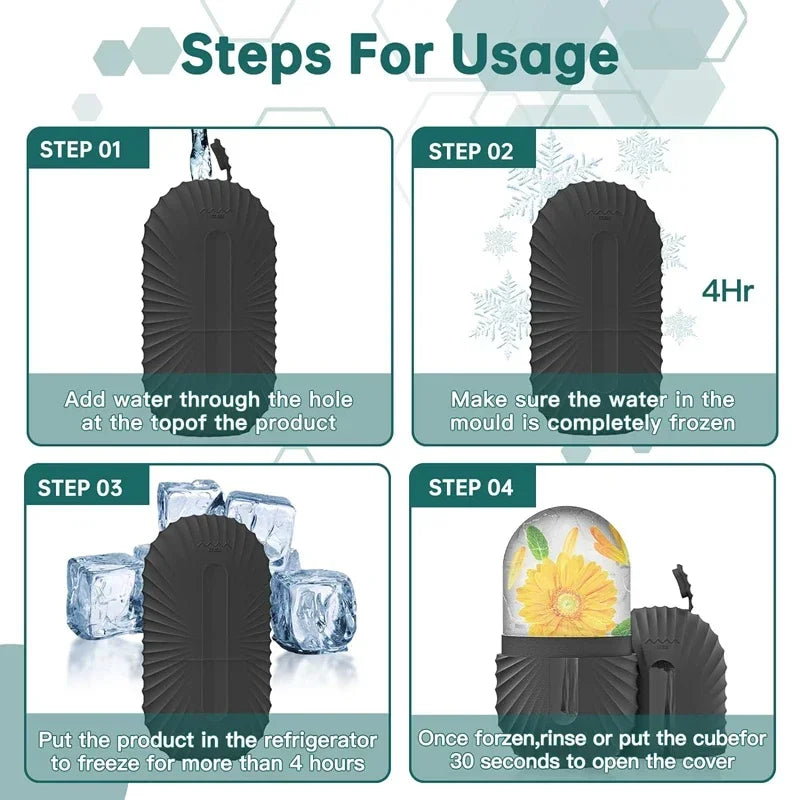 Ice Face Roller & Silicone Ice Mold Set – Reusable Cold Therapy Tool for Eye Puffiness, Pore Shrinking & Facial Massage