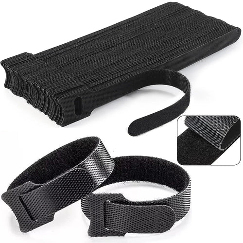 10, 50 & 100-Piece Reusable Cable Management Straps – Adjustable Hook & Loop Cord Organizer Ties for Home, Office & Travel