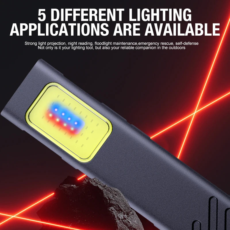 Multi-Functional EDC Flashlight – Magnetic Portable Work Light with Warning Flasher, Strong Beam & Clip for Outdoor, Emergency & Maintenance