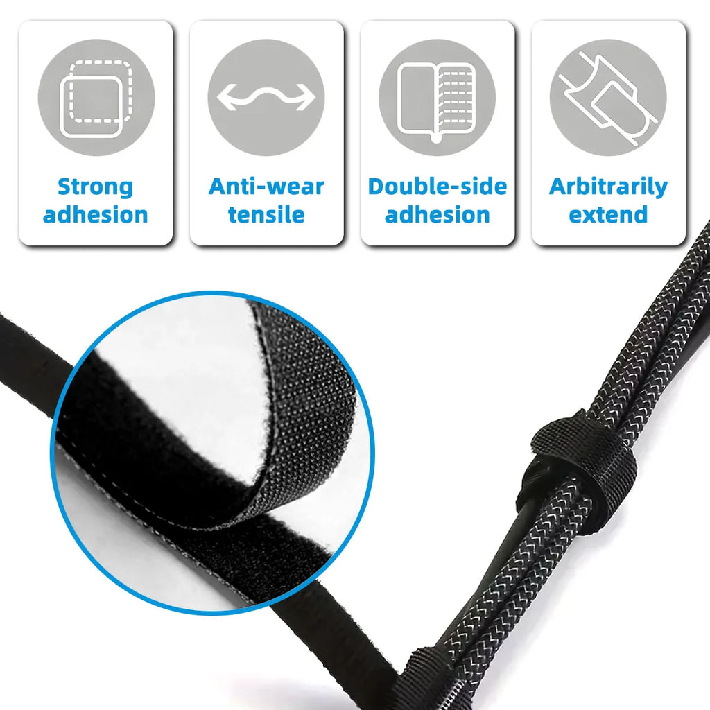 Premium Reusable Hook & Loop Cable Management Straps – Adjustable Cord Organizer Ties for Home, Office, Travel & Electronics (5, 10, 15 or 20 Pack)