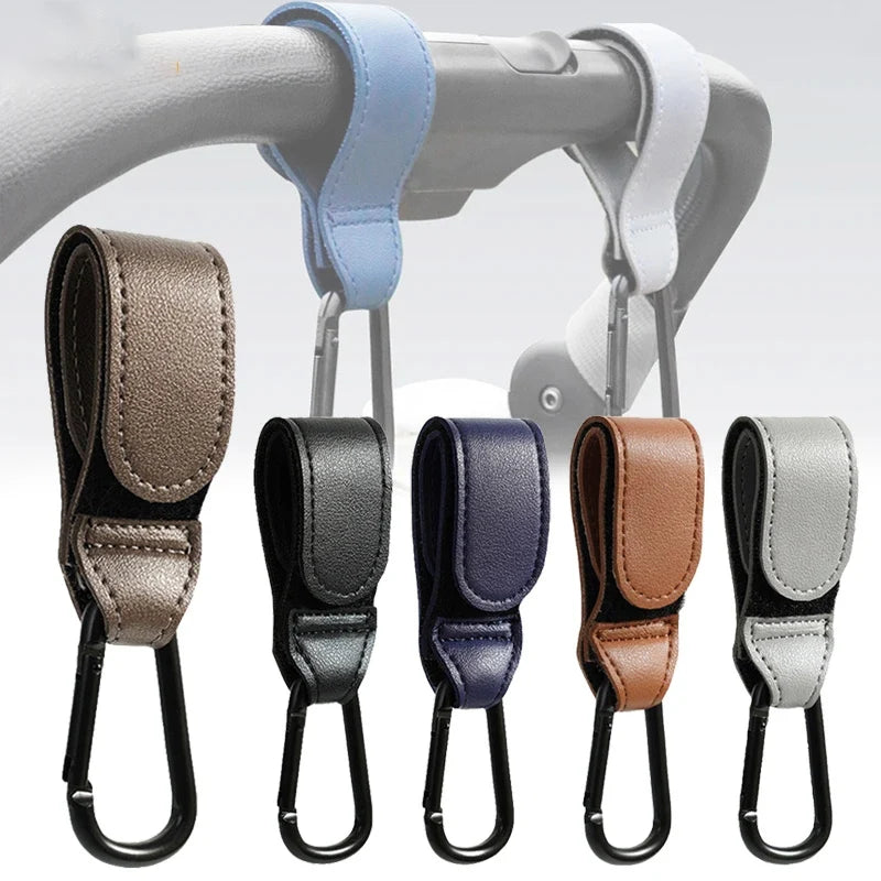 Stroller Hook Organizer - Adjustable PU Leather Hook for Diaper Bag & Baby Essentials