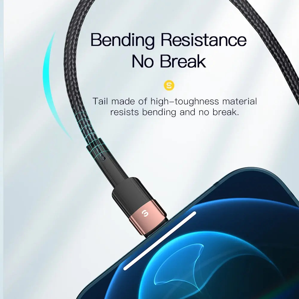 Essager 2.4A Fast Charging USB to Lightning Cable – Braided Charger Cord for iPhone 14 13 12 11 Pro Max, XS, XR, X, 8, 7, 6, SE