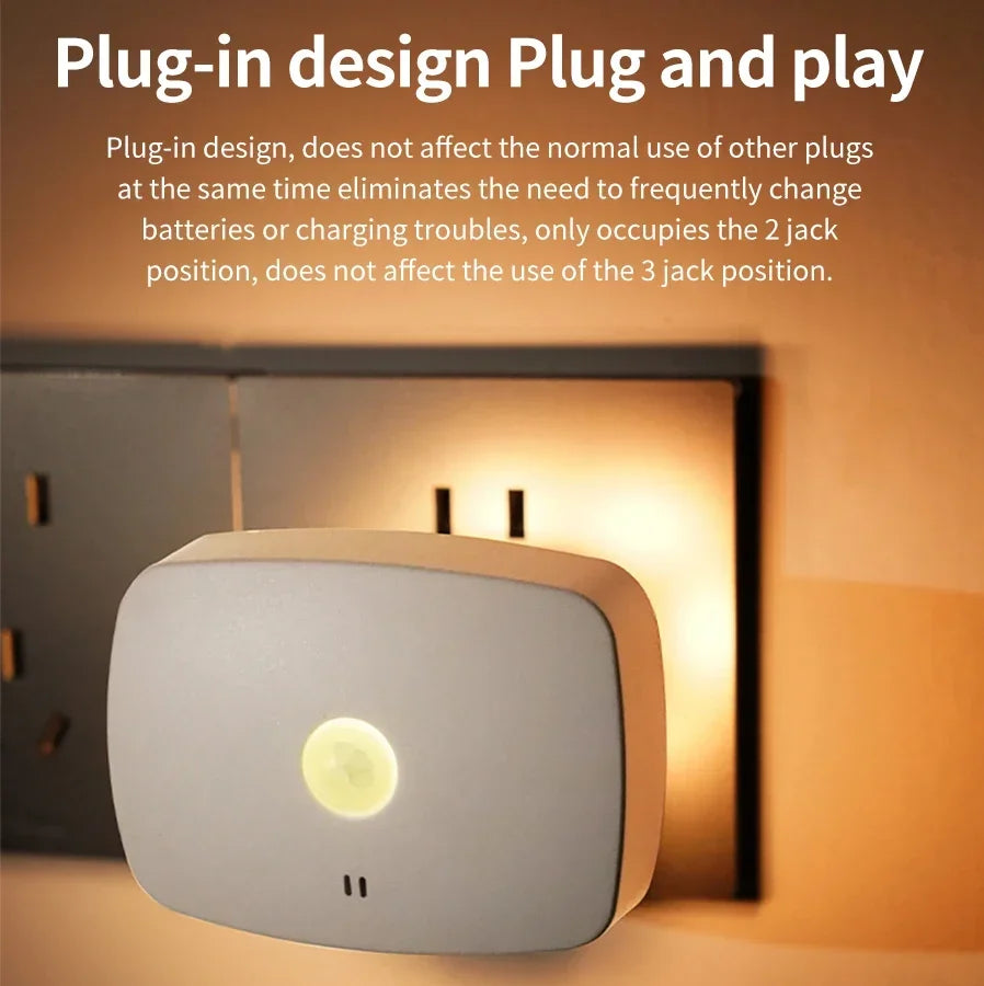 Motion Sensor LED Night Light Plug-in – Automatic Infrared Smart Sensor Wall Lamp for Bedroom, Bathroom, Hallway, Kitchen & Kids Room (110V/220V)