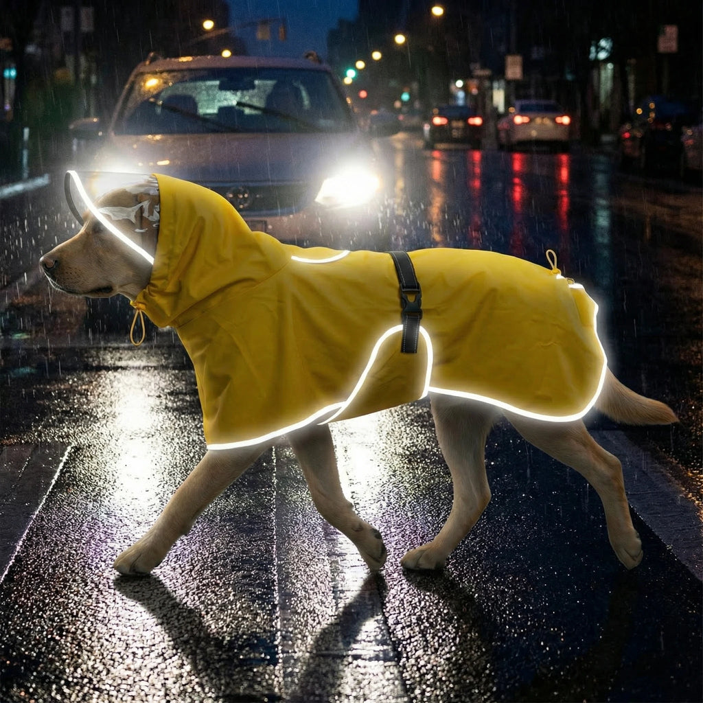 StormShield Pro™ Reflective Waterproof Dog Raincoat - Hooded Windproof Jacket for Medium & Large Dogs