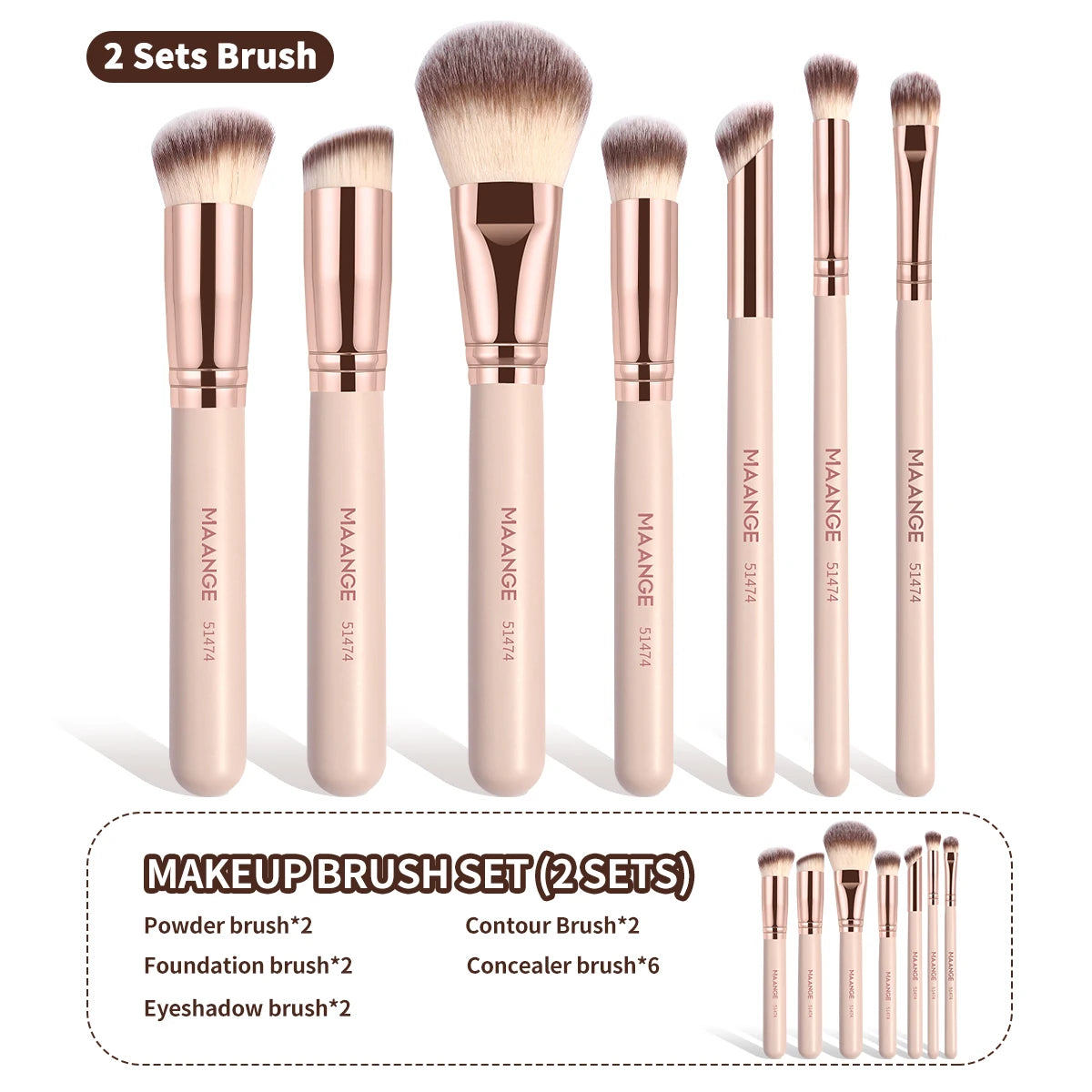 MAANGE 7Pcs Professional Makeup Brush Set – Soft Bristles Foundation, Powder, Concealer, Blush & Blending Brushes for Flawless Makeup