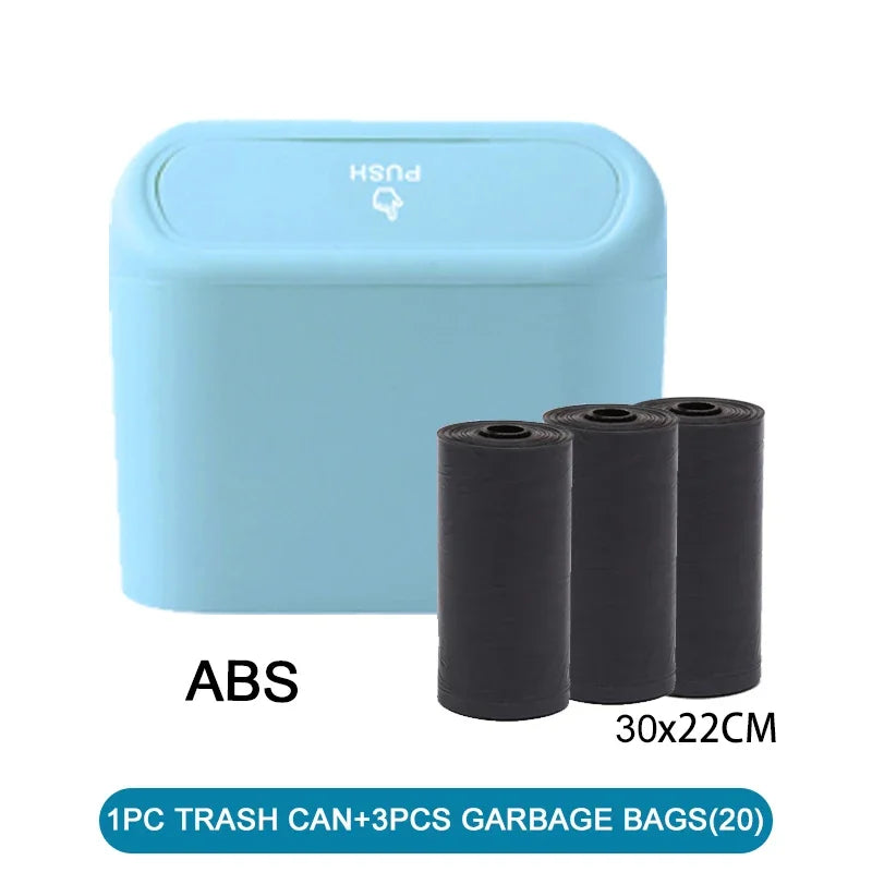 Car Trash Can with Lid & 60 Garbage Bags – Leak-Proof Mini Portable Vehicle Garbage Bin for Auto Interior