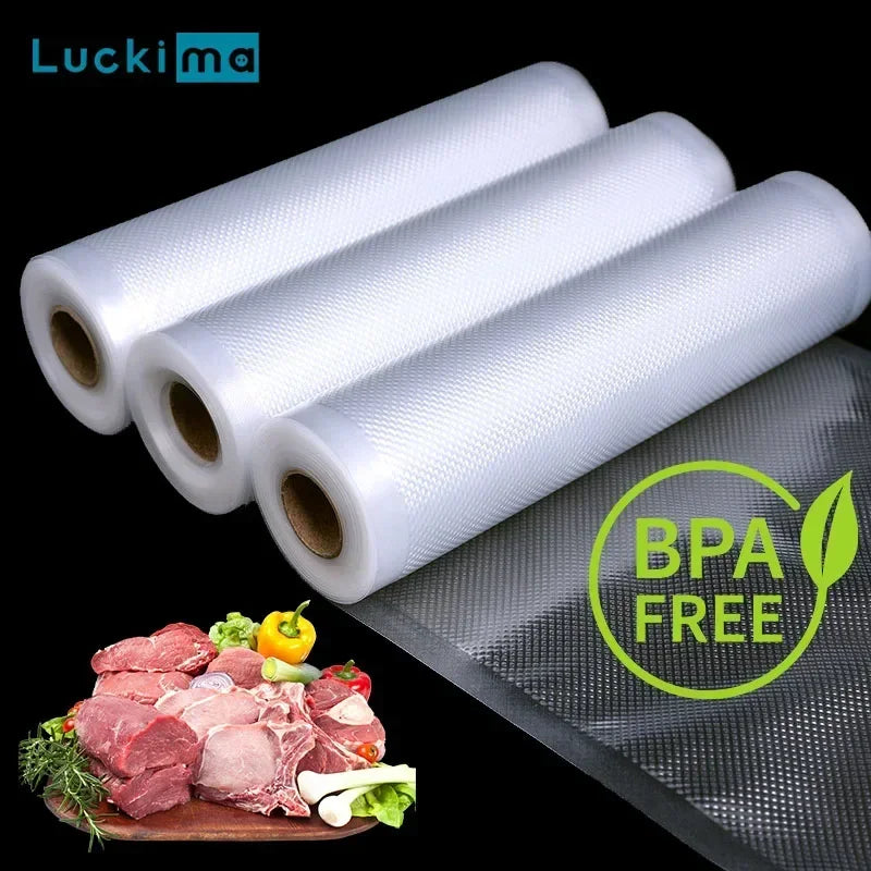 Vacuum Sealer Bags Rolls - Food Storage Packaging Bags for Sous Vide Meat Fruit Vegetable (12/15/20/25/28cm x 500cm)