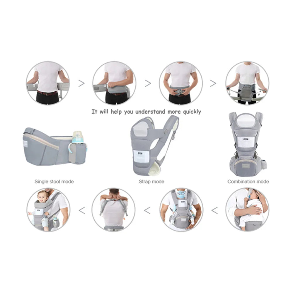 Ergonomic Baby Carrier with Hip Seat – Front Facing & Travel Backpack (0-2 Years)