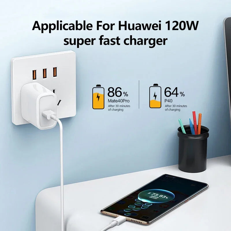 120W 10A Super Fast Charging USB to USB-C Cable – 0.3M/1M/1.5M/2M Braided Cord for Huawei, Xiaomi, Redmi, Honor, Android Phones