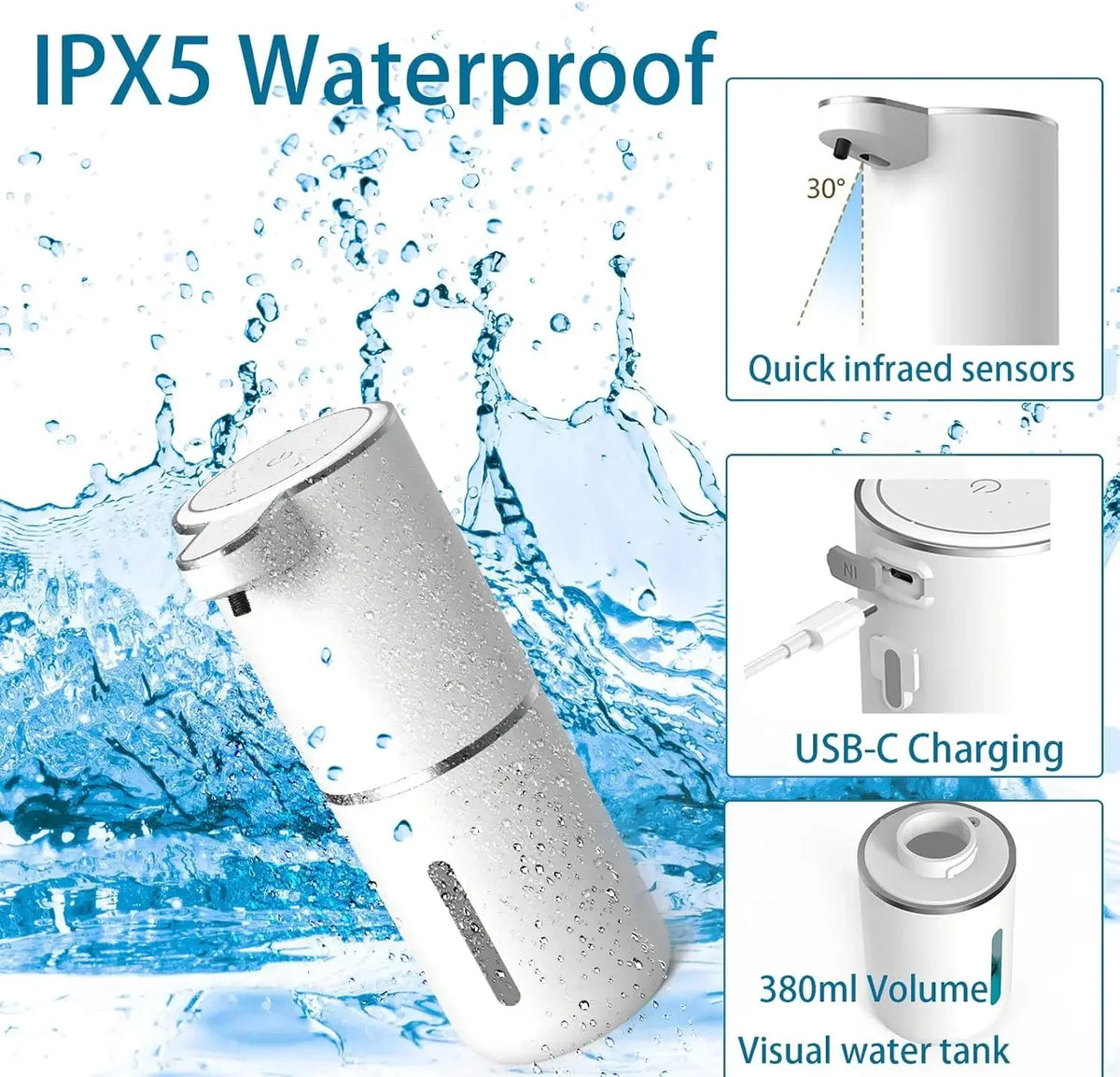 Touchless Automatic Soap Dispenser – USB Rechargeable Infrared Sensor Liquid & Foam Soap Pump for Bathroom & Kitchen