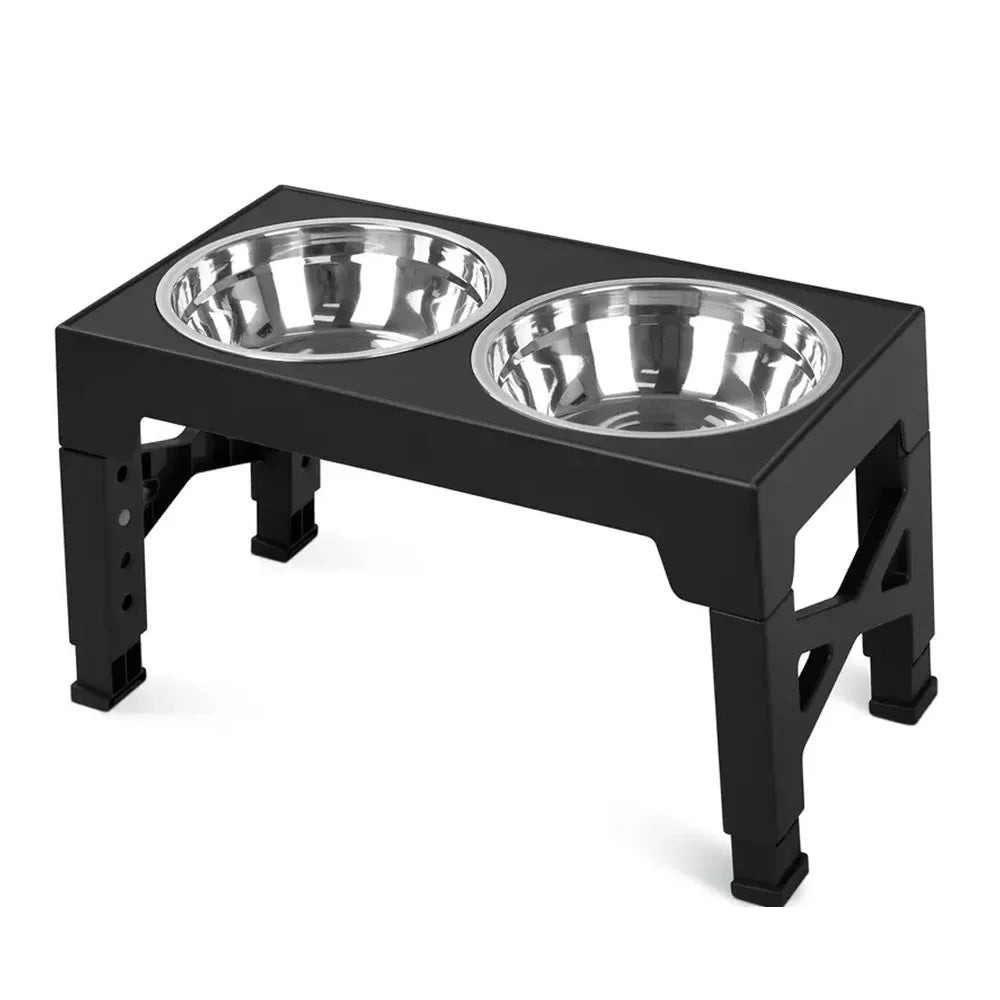 Adjustable Elevated Dog Feeder with Double Stainless Steel Bowls - 5 Heights for Small Medium & Large Dogs