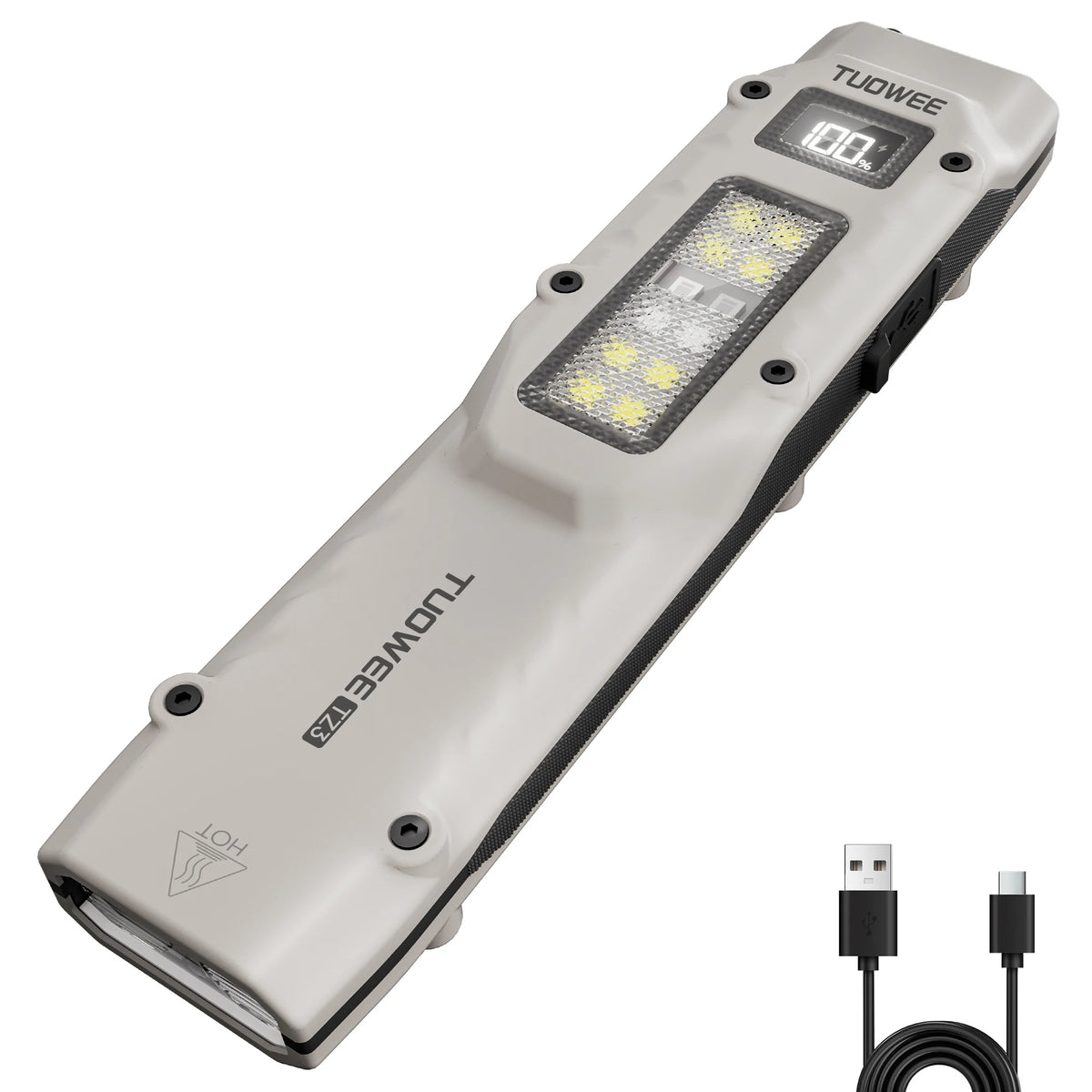 Tactical Rechargeable Flashlight – Dual Switch LED with Digital Display, 8 Modes, Strong Beam for Camping, Hiking & Emergency Use