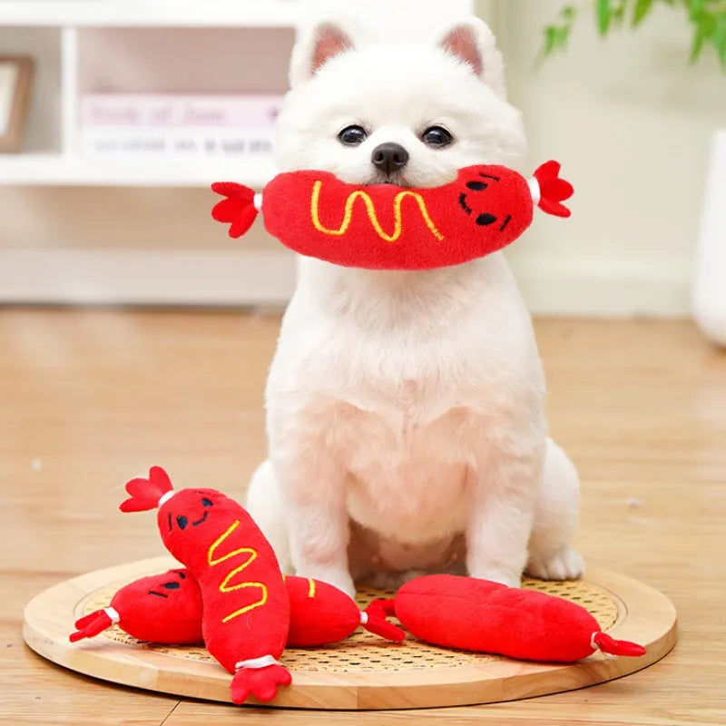 CloudRest™ Squeaky Hot Dog Plush Dog Toy