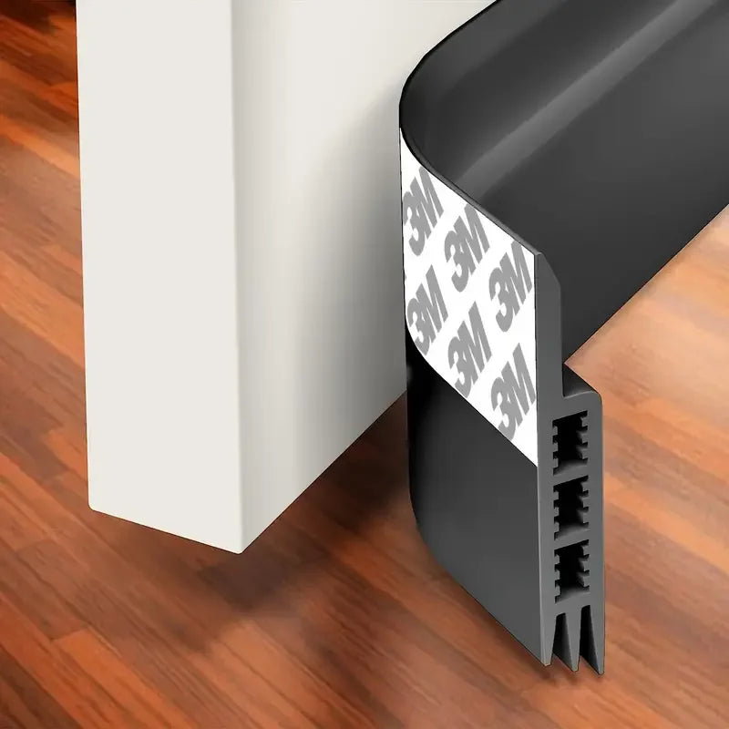 Silicone Door Draft Stopper Under Door Seal - Strong Adhesive Weather Stripping Noise & Draft Blocker