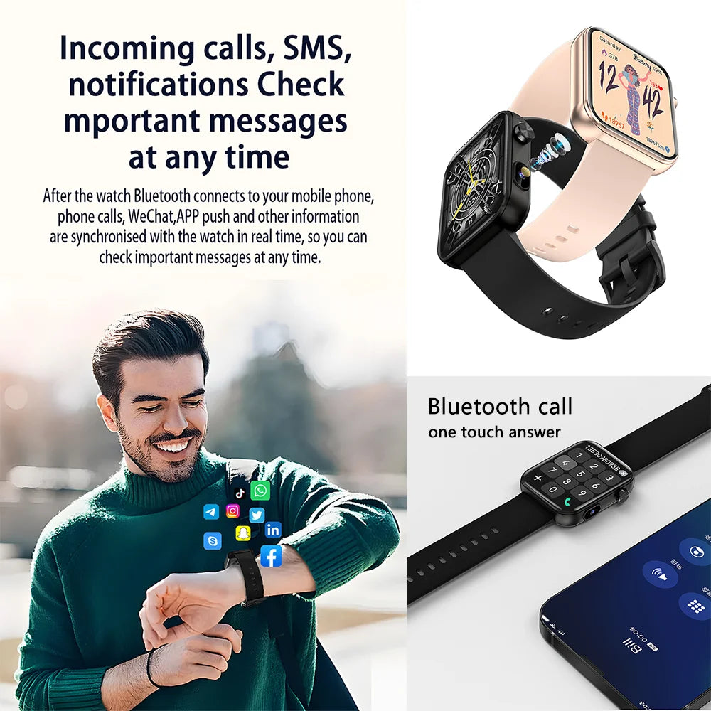 2025 New Unisex Smartwatch with Camera, Health Monitor, Fitness Tracker, Waterproof & Bluetooth Calling