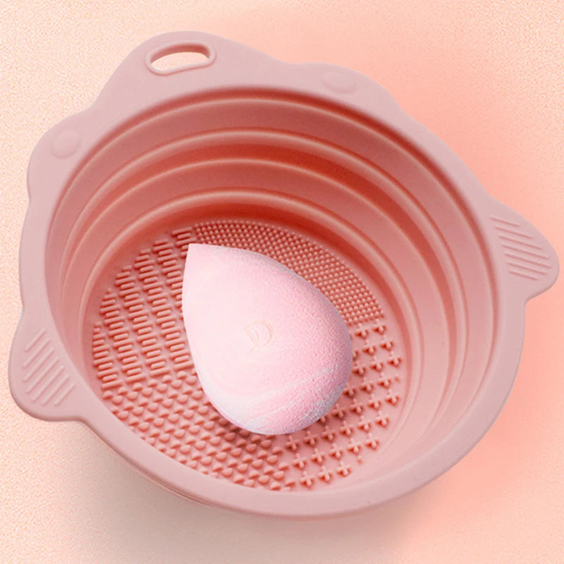 Silicone Makeup Brush Cleaner Bowl Set – Deep Cleaning Tool for Brushes & Powder Puffs, Wet & Dry Use