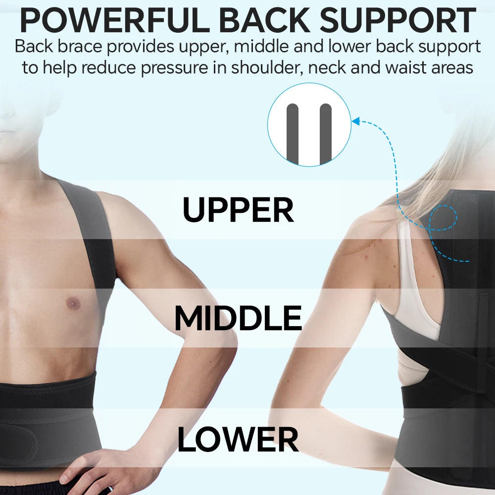Posture Corrector Back Brace – Adjustable Support for Men & Women, Scoliosis, Hunchback & Thoracic Spine Relief