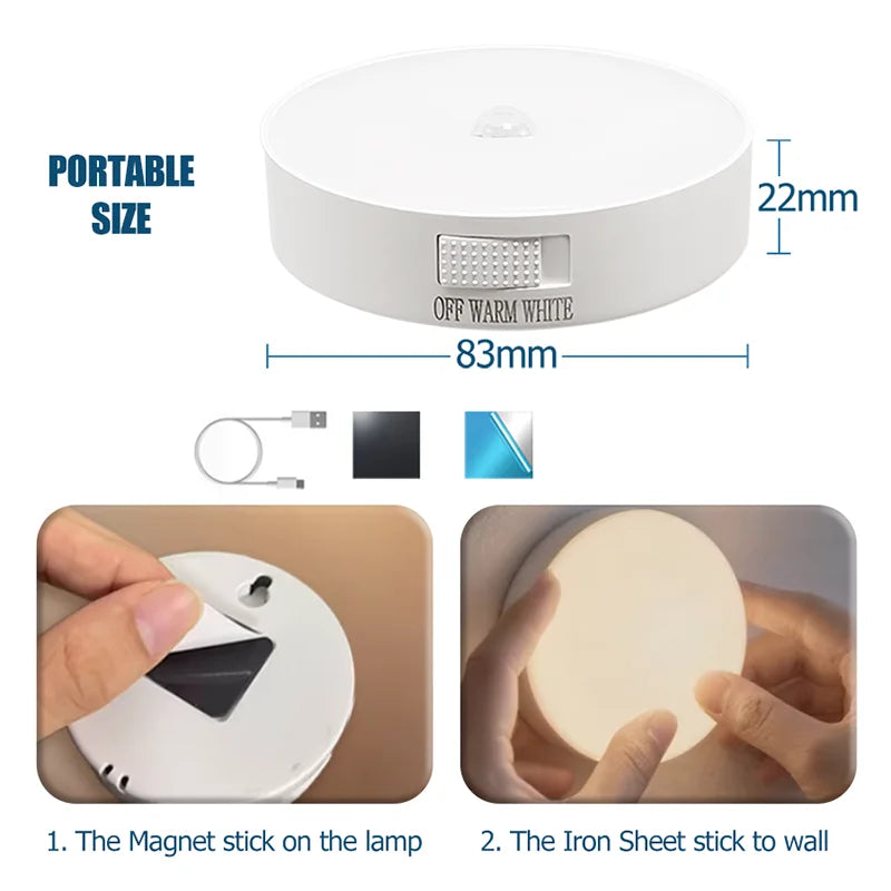 USB Rechargeable Motion Sensor Night Light – Wireless LED Closet, Cabinet & Hallway Light