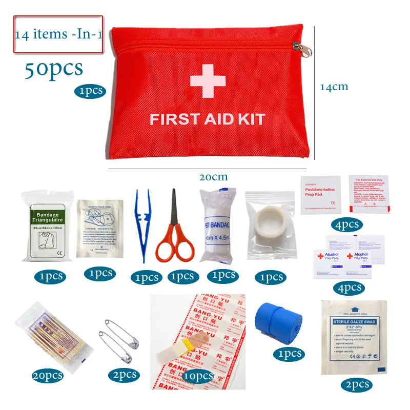 50-Piece Emergency First Aid Kit – Compact Medical Kit for Home, Car, Travel, Camping & Outdoor Safety