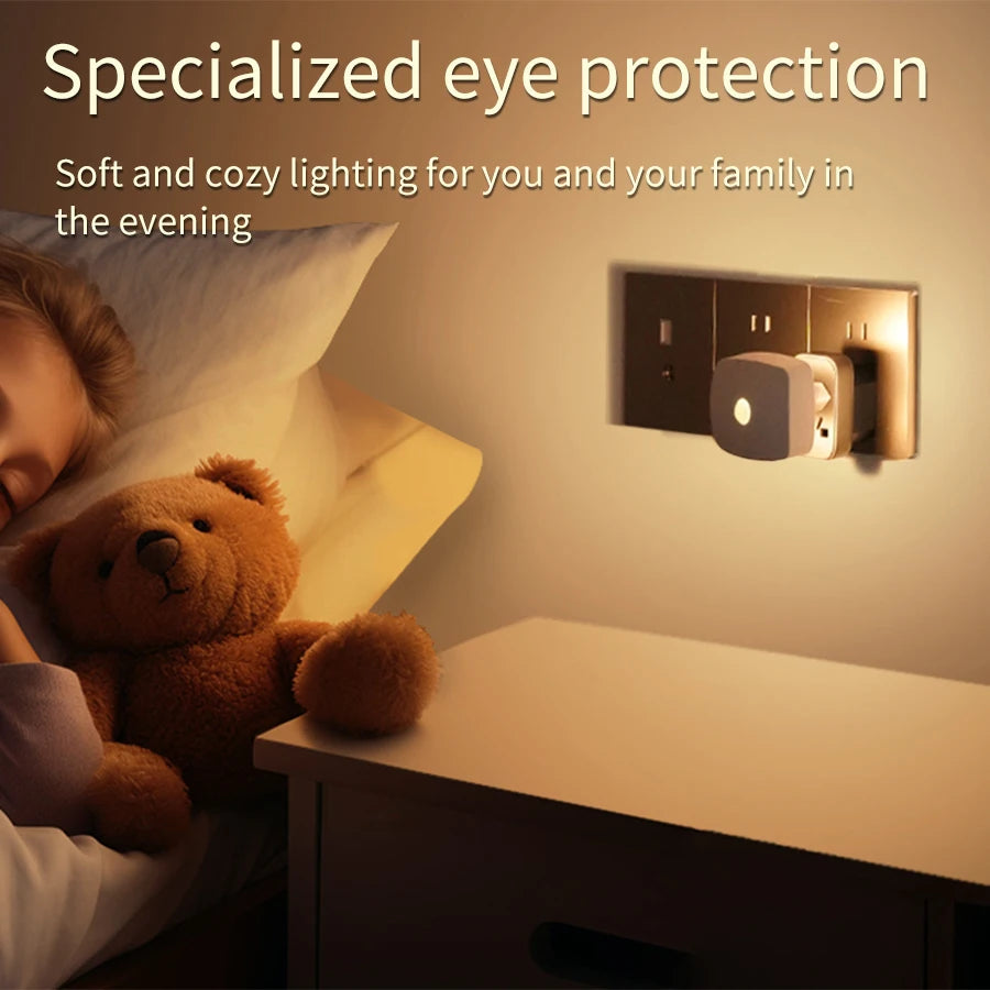 Motion Sensor LED Night Light Plug-in – Automatic Infrared Smart Sensor Wall Lamp for Bedroom, Bathroom, Hallway, Kitchen & Kids Room (110V/220V)