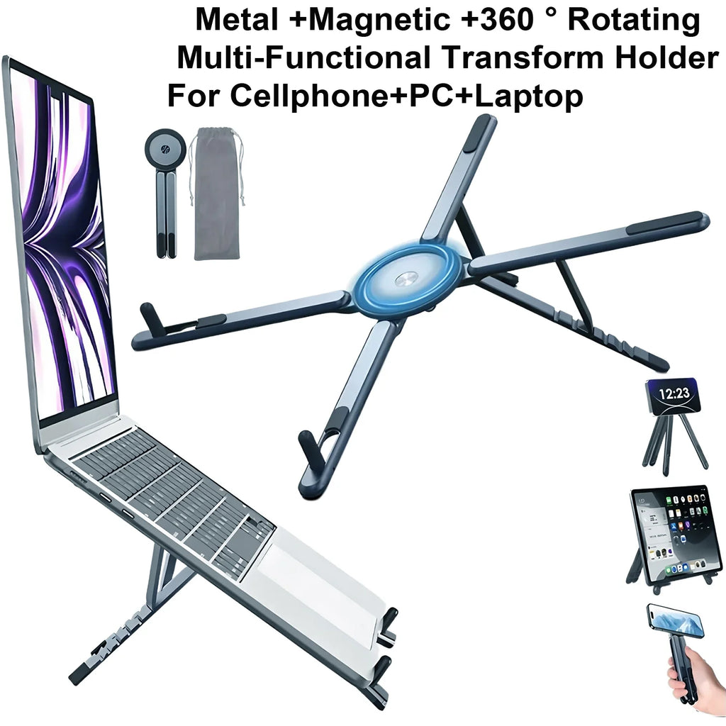 3-in-1 Magnetic Phone Stand & Foldable Tripod with Selfie Stick