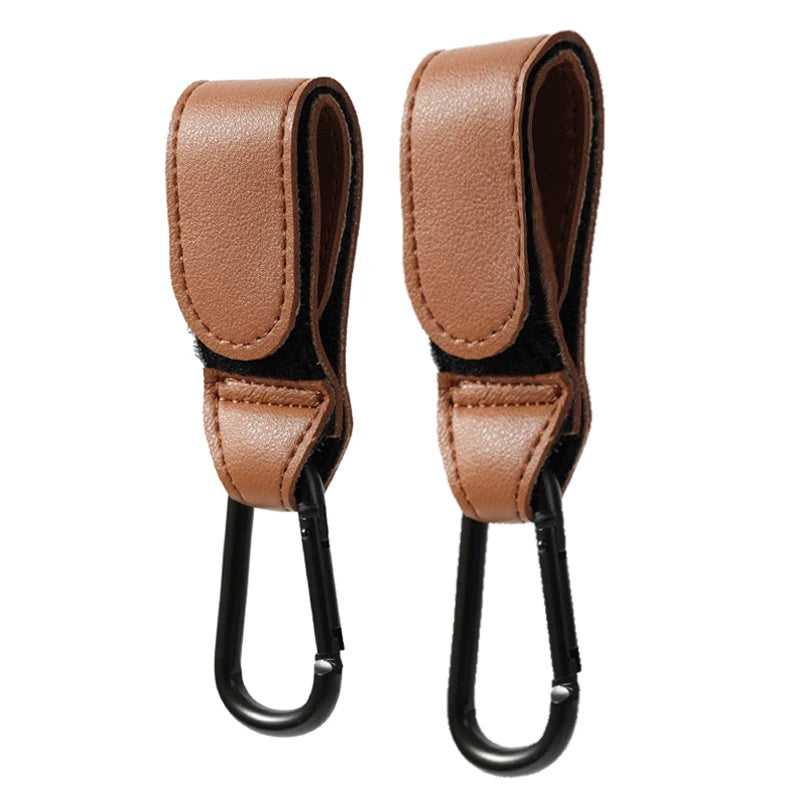 Stroller Hook Organizer - Adjustable PU Leather Hook for Diaper Bag & Baby Essentials