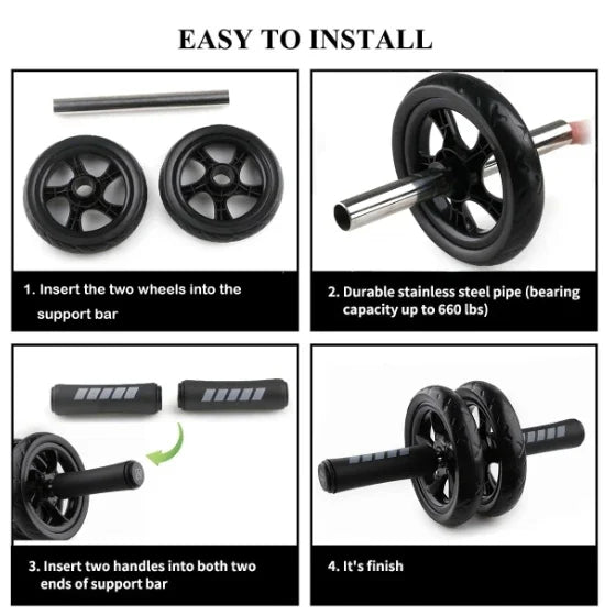 AB Roller Wheel for Core Workout – Portable Ab Roller with Knee Pad for Abdominal Exercise & Fitness Training