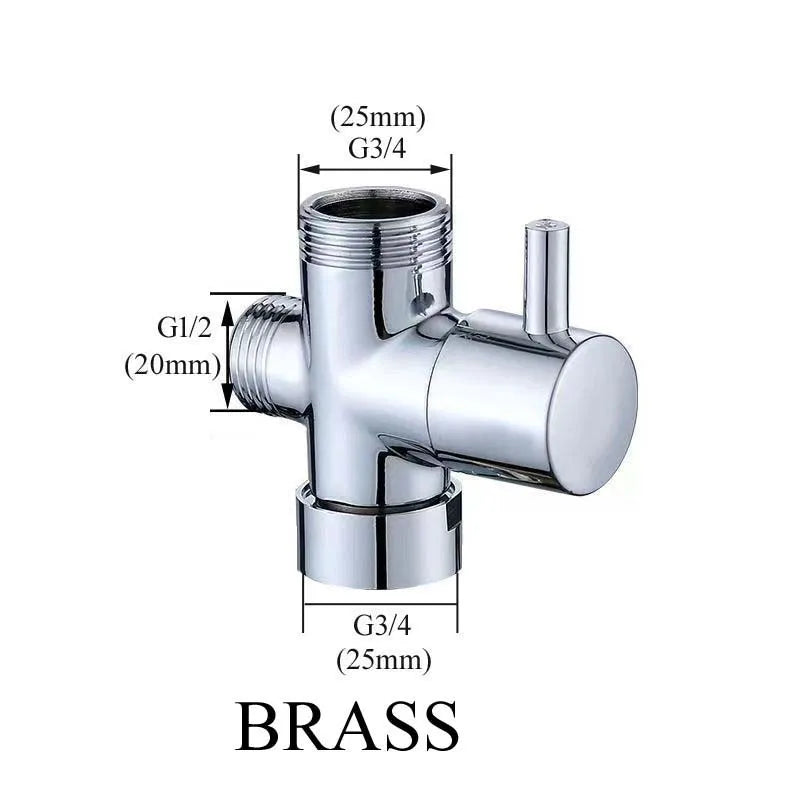 3-Way Brass G3/4 G1/2 Shower Diverter Valve, Bathroom Accessories
