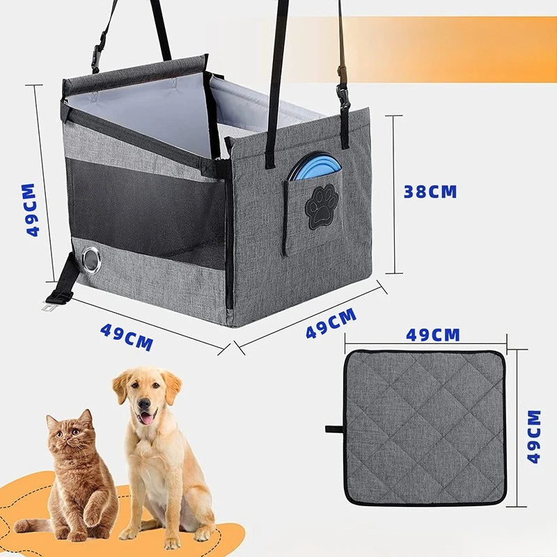 Premium Waterproof Dog Car Seat – Secure Travel Booster with Safety Leash for Small & Medium Dogs