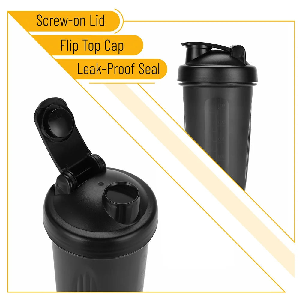 600ml Portable Protein Shaker Bottle with Wire Whisk Ball – Leak-Proof Fitness Shaker for Gym, Pre-Workout & Post-Workout