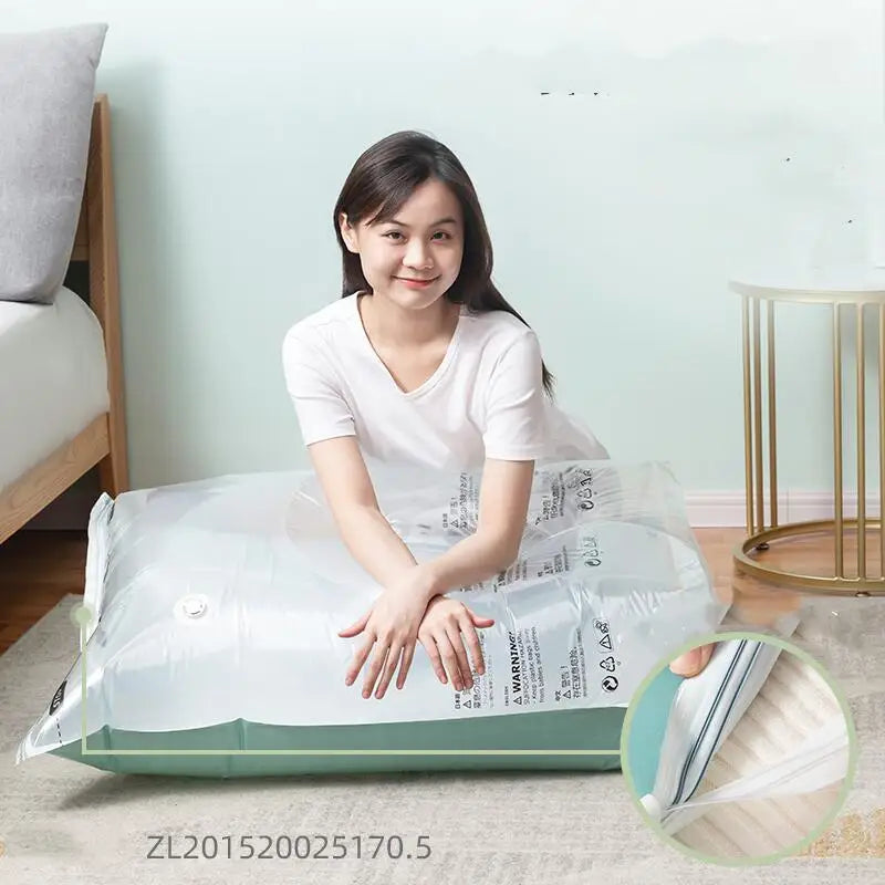 No-Pump Vacuum Storage Bags – Compression Bags for Clothes, Blankets & Bedding, Space-Saving Travel & Home Organization