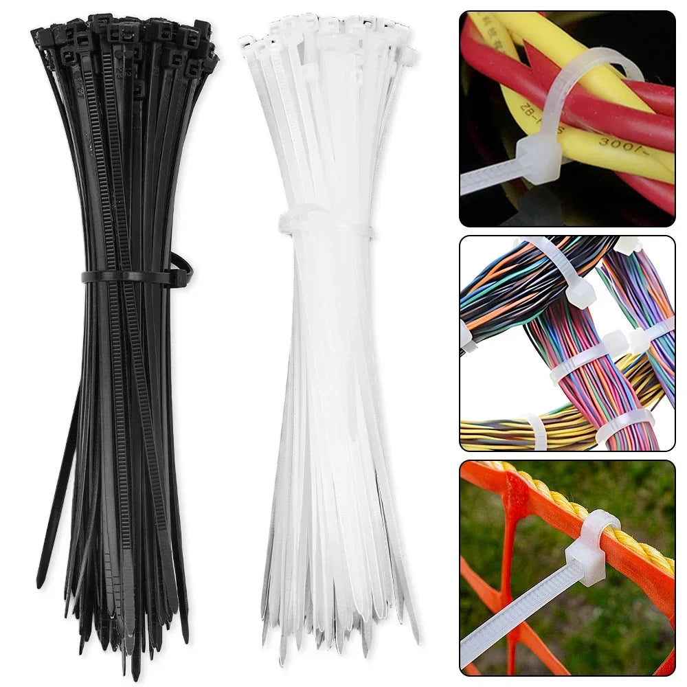 Wholesale Plastic Nylon Cable Ties Self-locking Cord Straps Adjustable Cables Fastening Loop Home Office Wire Zip Tie
