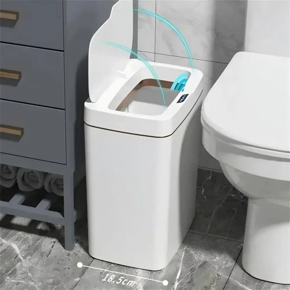 15L Touchless Smart Sensor Trash Can with Automatic Bagging – White Automatic Garbage Bin for Bathroom, Kitchen & Office